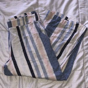 Striped wide-leg linen pants